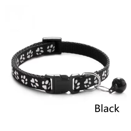 Footprint Bell Cartoon Pet Collar-black collar