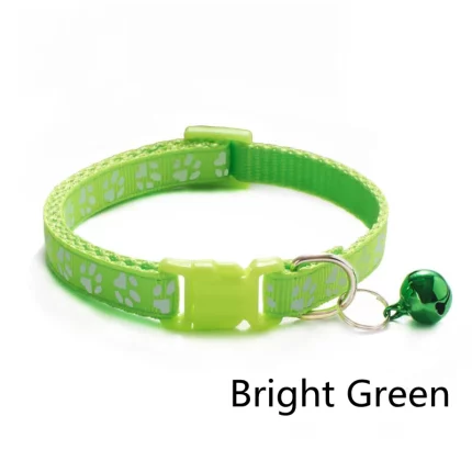 Footprint Bell Cartoon Pet Collar-bright green collar print