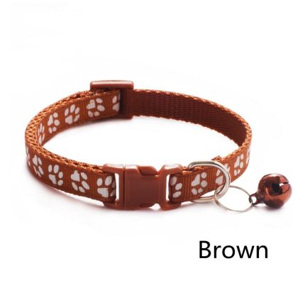 Footprint Bell Cartoon Pet Collar-brown collar print