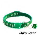 Footprint Bell Cartoon Pet Collar-grass green collar print