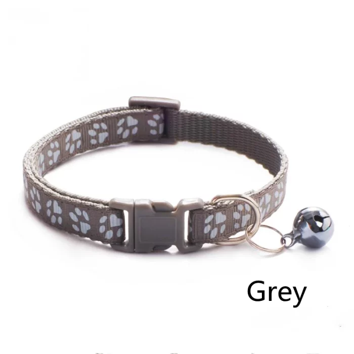 Footprint Bell Cartoon Pet Collar-gray collar print