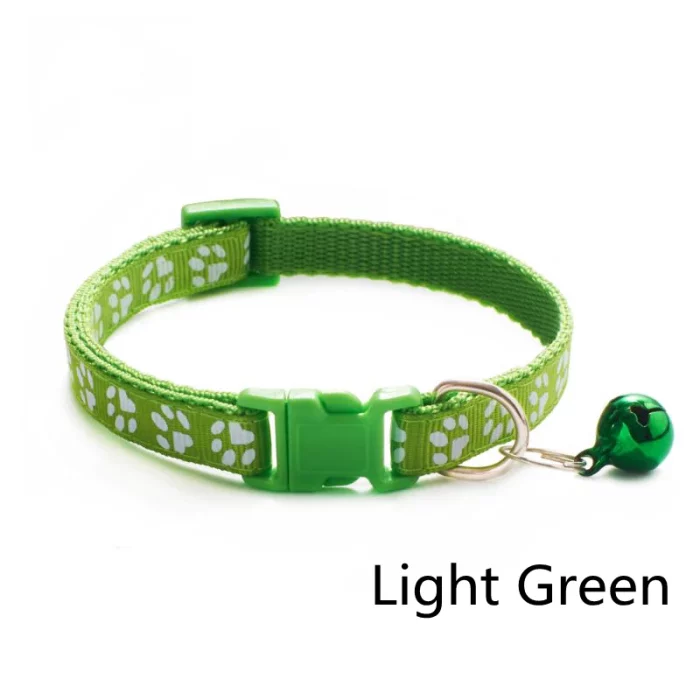 Footprint Bell Cartoon Pet Collar-light green collar print