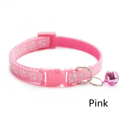 Footprint Bell Cartoon Pet Collar-pink collar print