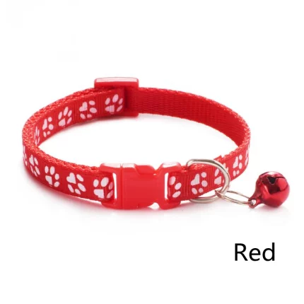 Footprint Bell Cartoon Pet Collar-red collar print