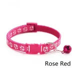 Footprint Bell Cartoon Pet Collar-rose red collar print