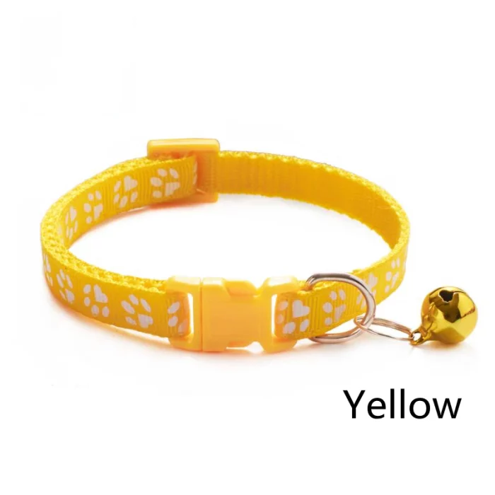 Footprint Bell Cartoon Pet Collar-yellow collar print